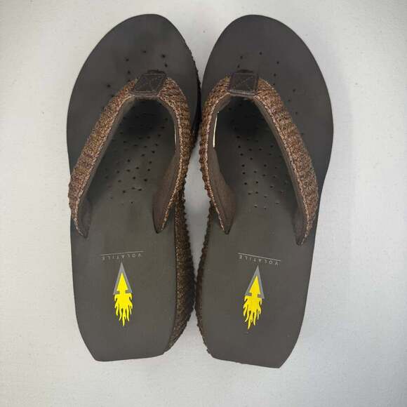 Volatile Women's Dark Brown Woven Strap Platform Wedge Flip-Flops Size 8 - Picture 1 of 9